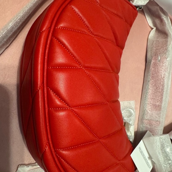 Coach NWT Red Quilted Mira Crescent Shoulder Bag with Heart Chain ❤️ - Picture 7 of 16